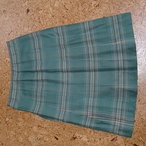 Mari McIntyre Vintage Green Plaid Wool Skirt Size 14